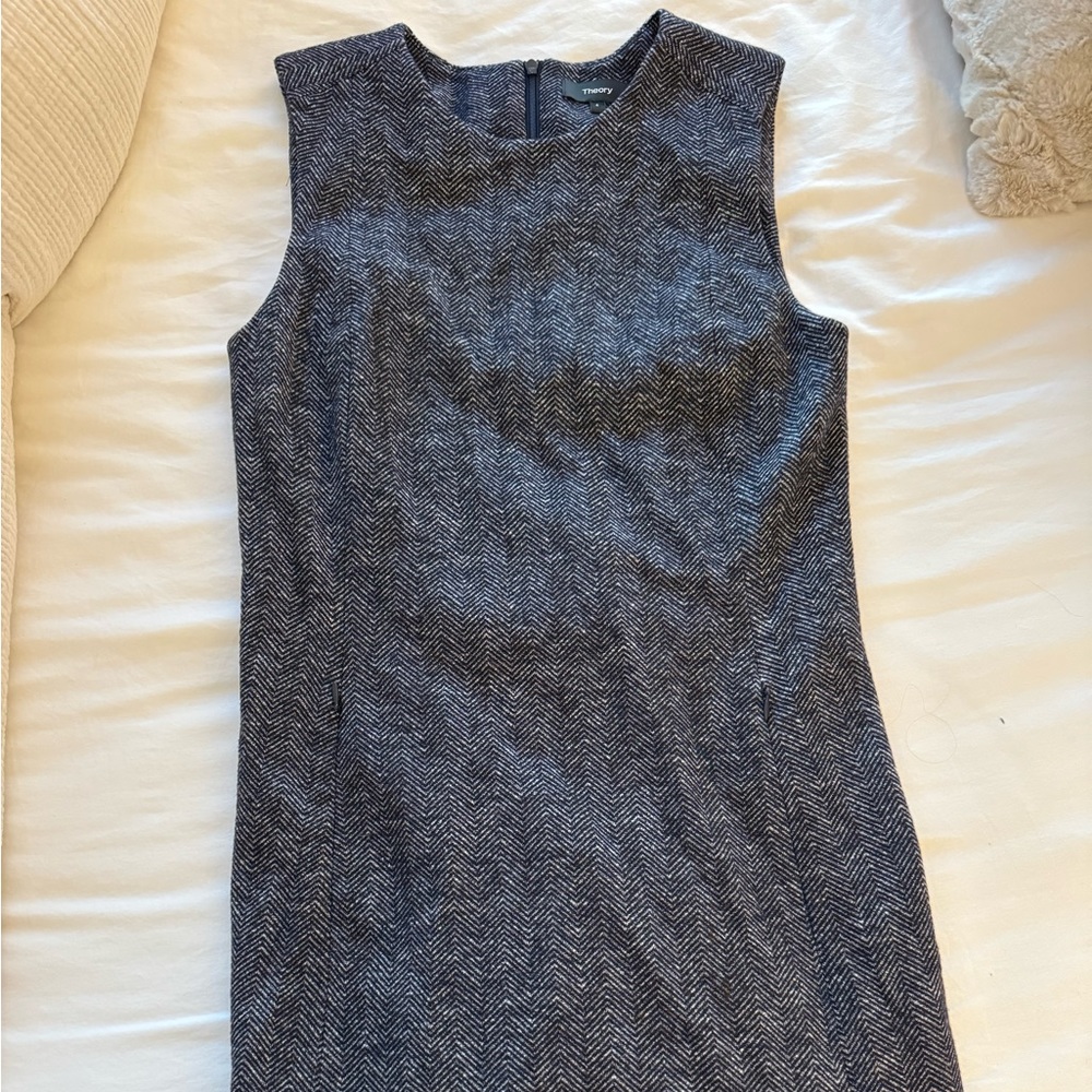 Theory Vent Front Shift Sleeveless Multi Chevron Knit Mini Dress Size 4